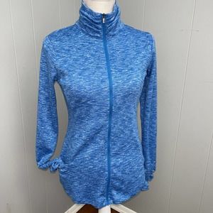 Columbia Sweatshirt Womens Small Blue Full Zip Thumbholes Lightweight Top Ladies